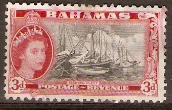 Bahamas 1954 3d Black and carmine-red. SG205.